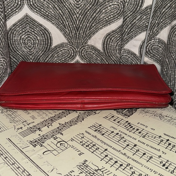Gorgeous Vintage Unbranded Red Leather Envelope Clutch - Picture 2 of 9